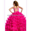 Роскошные бисером бальное платье раффлед юбка из бисера ярко-розовый/яблочно-зеленый длинные девушки pageant платья CWFaf5279